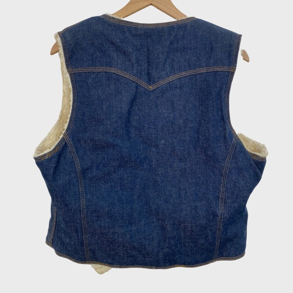 Vintage 70s Levi's Orange Tab Sherpa Lined Denim Vest - Picture 4 of 8